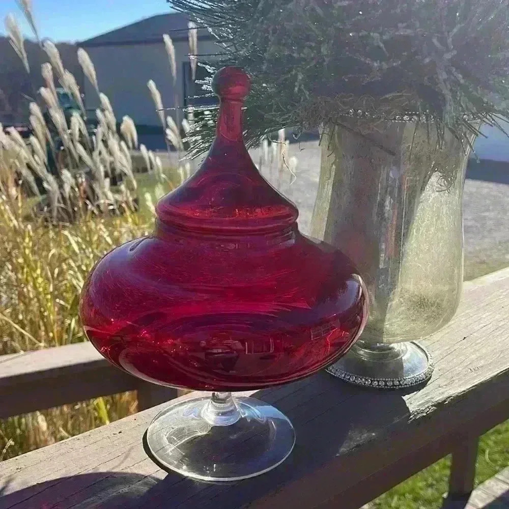 Beautiful holiday Red glass dish.